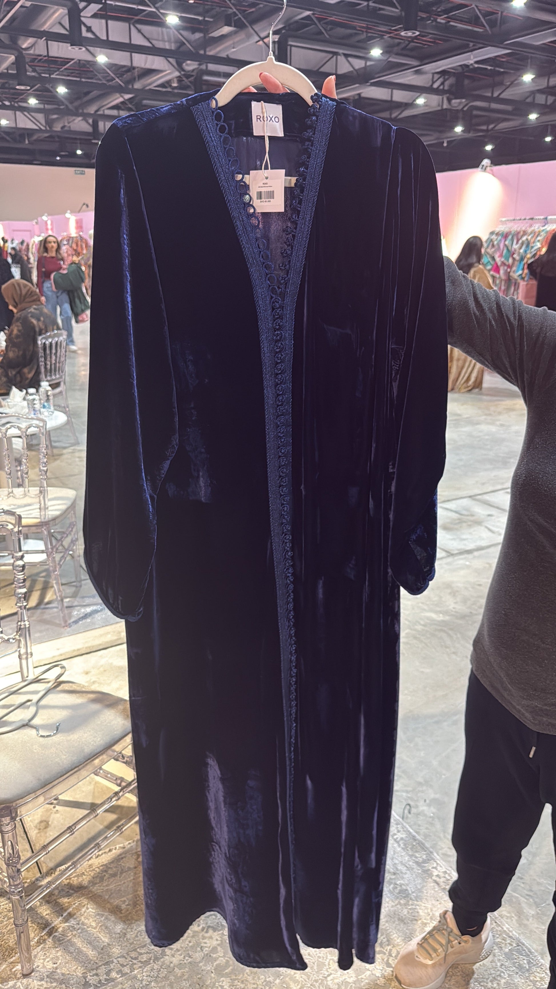 Navy Moroccan Silk Velvet Kaftan - ROXO