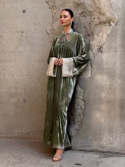 Pearls French Silk velvet kaftan 2 - ROXO