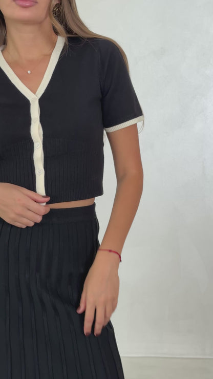Black Knit Vest & Skirt Set