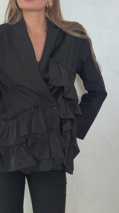 Black Ruffles Blazer