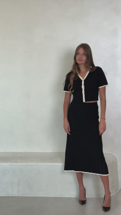 Black Knit Vest & Skirt Set