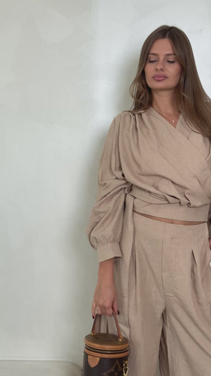 Wrap Top Taupe set