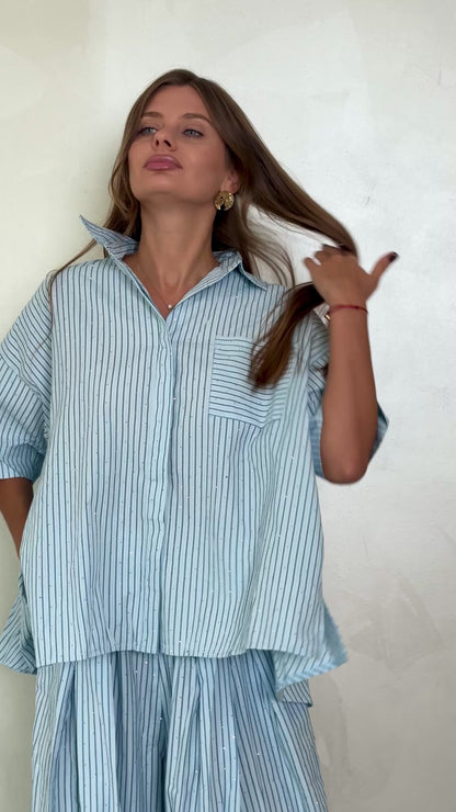 Oversized Blue Stripes Set