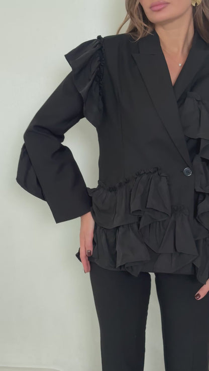 Black Ruffles Blazer