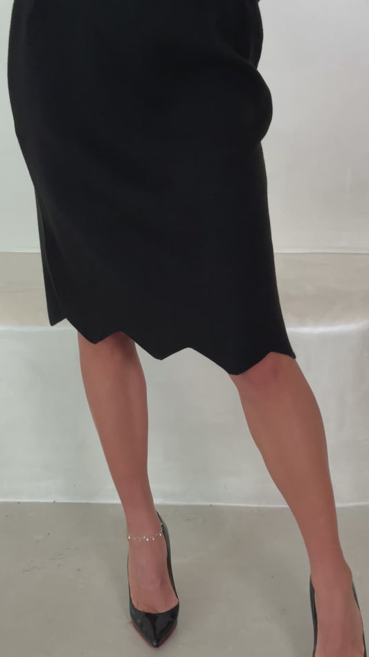 Black Midi Knit Skirt