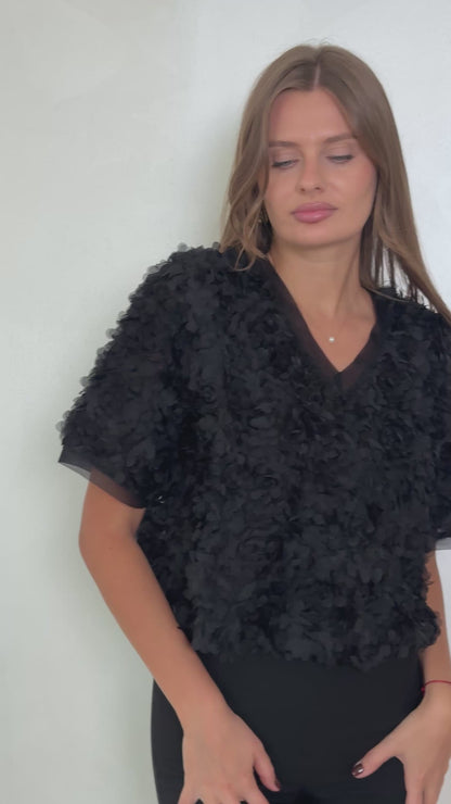 Rose textured blouse