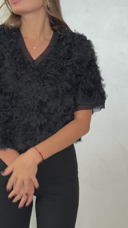 Rose textured blouse