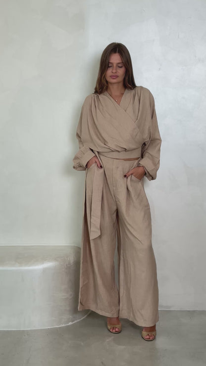 Wrap Top Taupe set