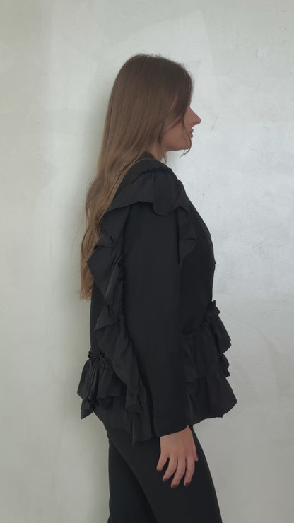 Black Ruffles Blazer