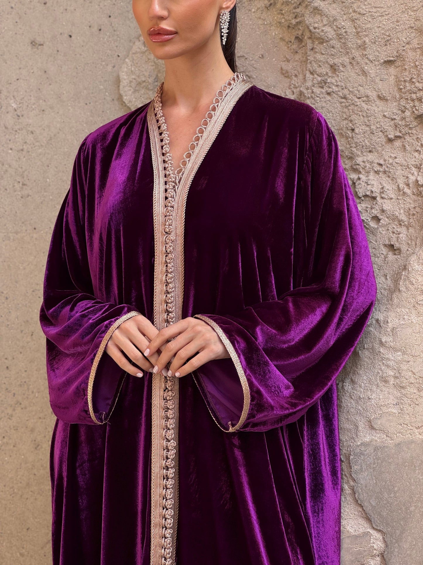 Purple 1 Silk Velvet Moroccan Kaftan - ROXO