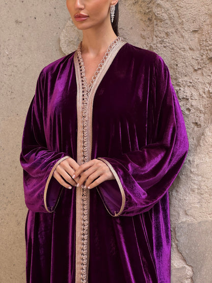 Purple 1 Silk Velvet Moroccan Kaftan - ROXO