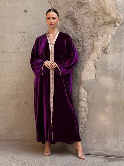 Purple 1 Silk Velvet Moroccan Kaftan - ROXO