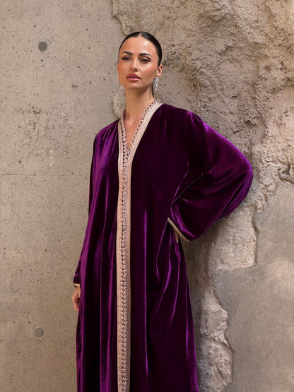 Purple 1 Silk Velvet Moroccan Kaftan - ROXO