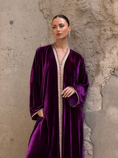 Purple 1 Silk Velvet Moroccan Kaftan - ROXO