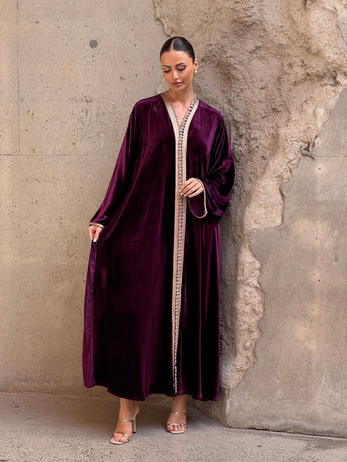 Purple 2 Silk Velvet Moroccan Kaftan - ROXO
