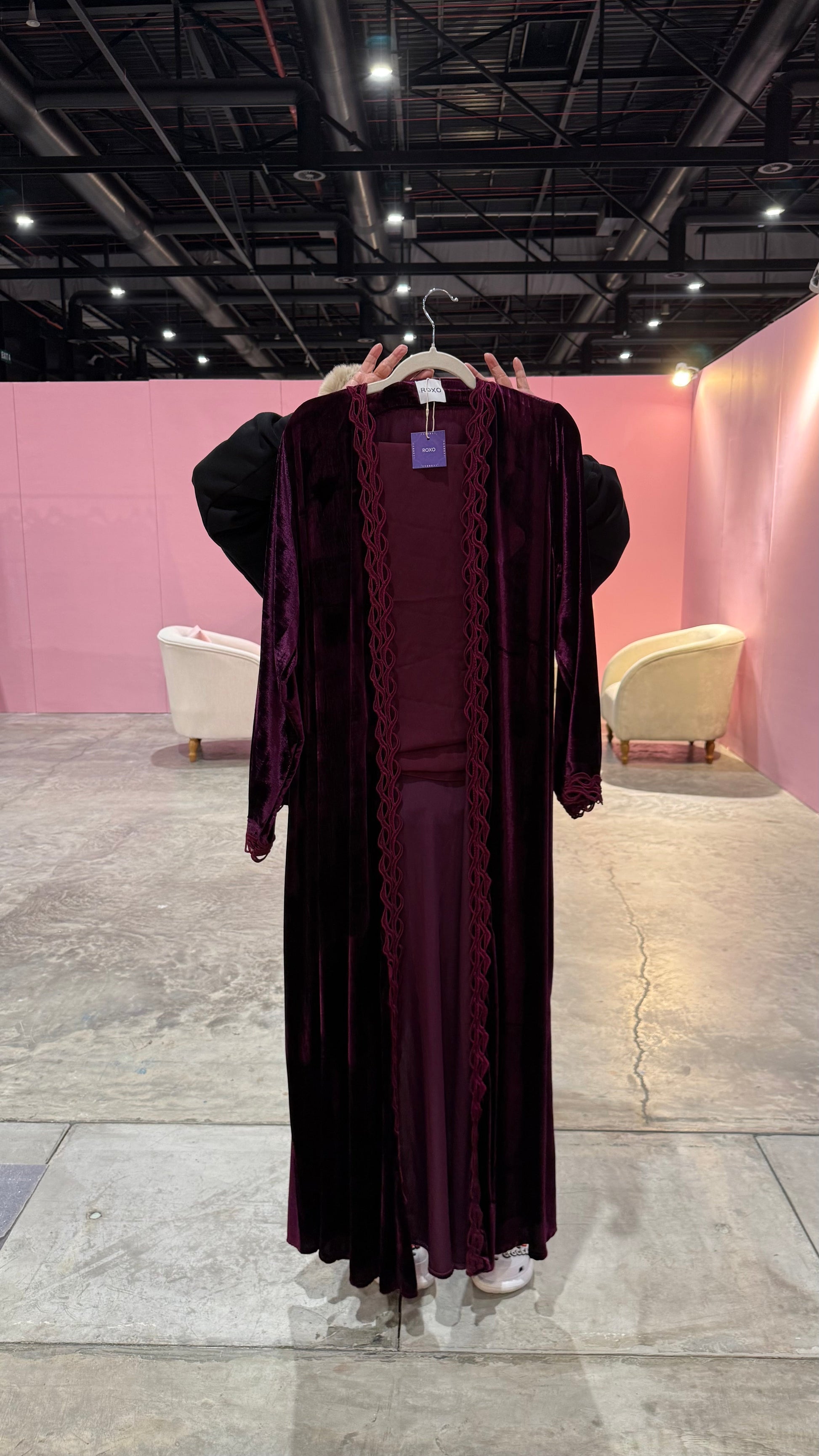 Purple Modern French Velvet Abaya - ROXO