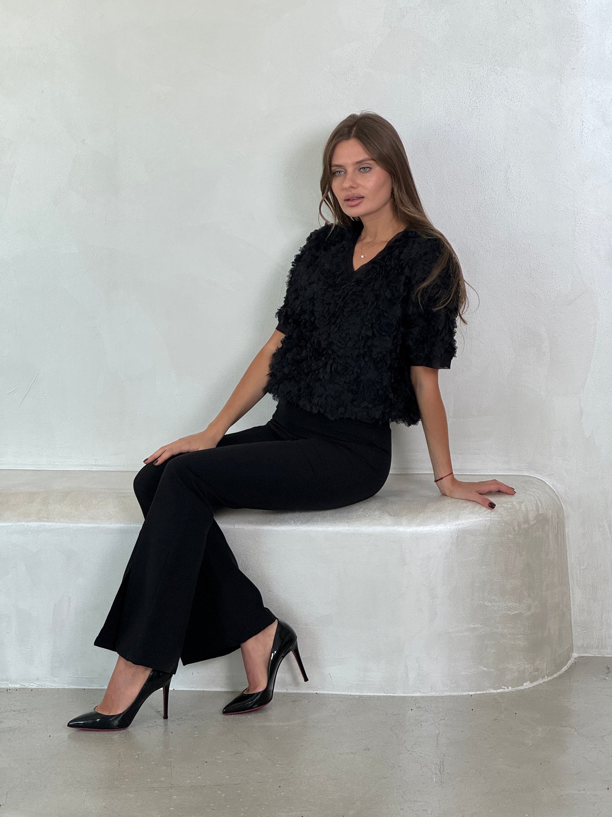 Rose textured blouse - ROXO