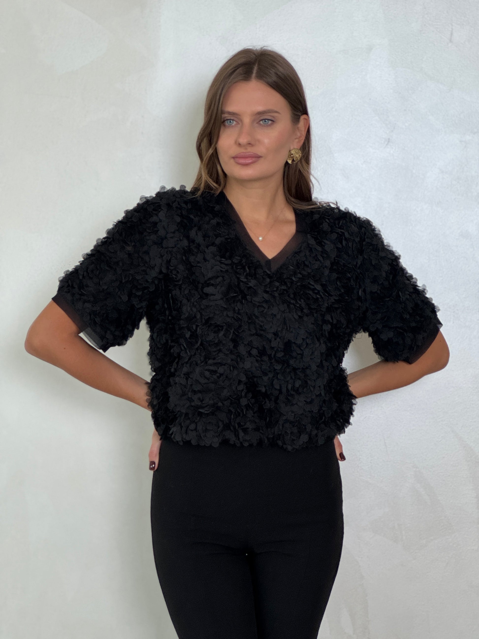 Rose textured blouse - ROXO