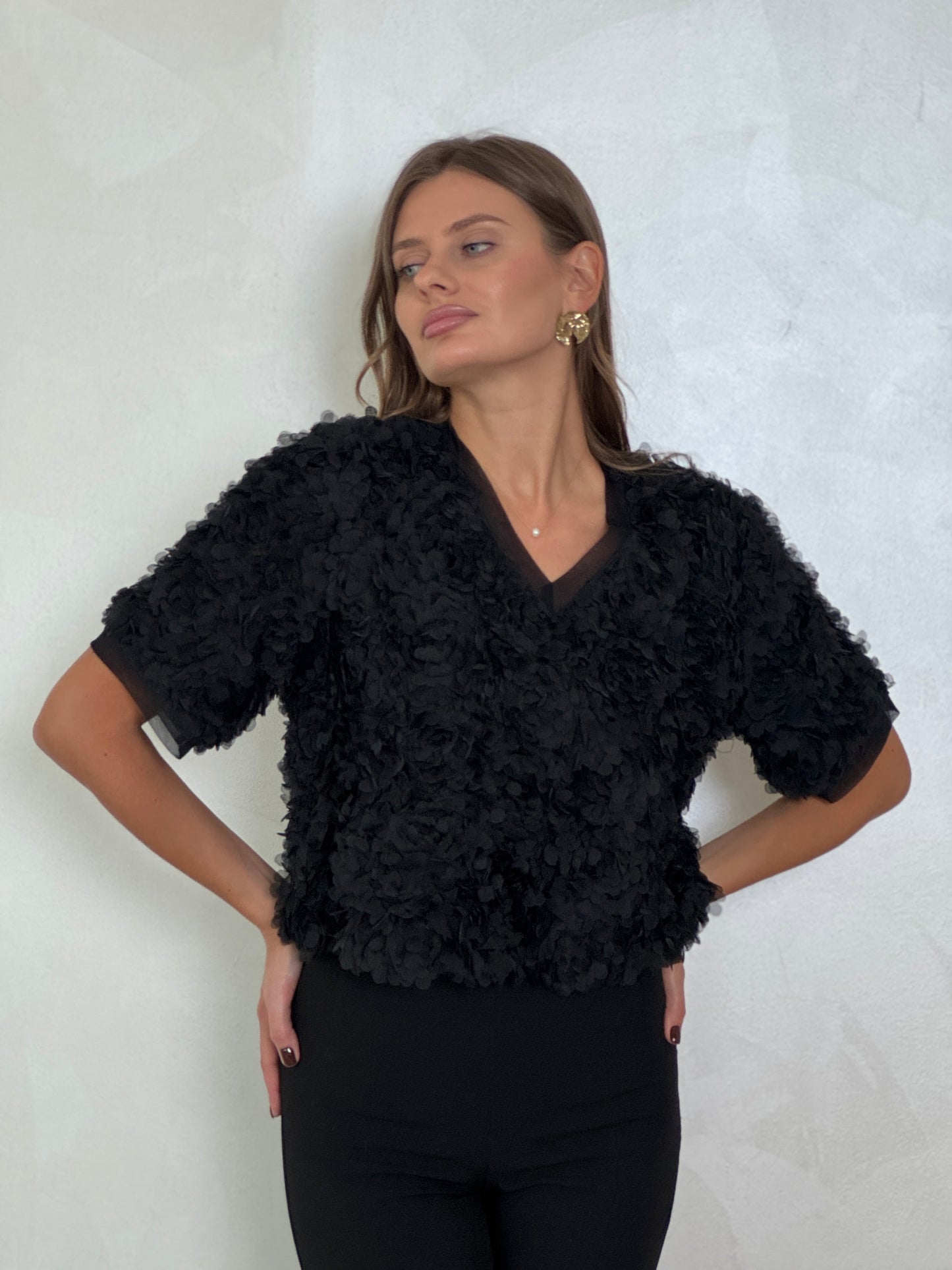 Rose textured blouse - ROXO