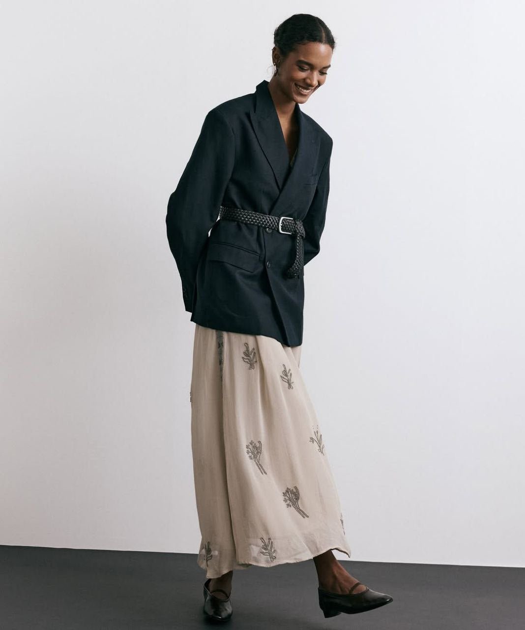 Soft leather kitten heel shoes.