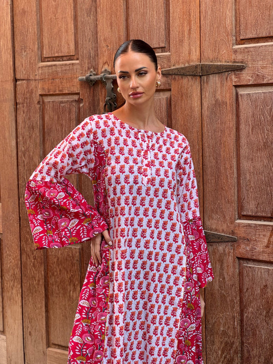 Sunflower Indian Cotton Kaftan 2 - ROXO