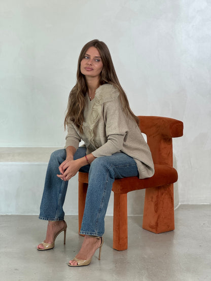 Sweater with flared sleeves and ruffles - ROXO