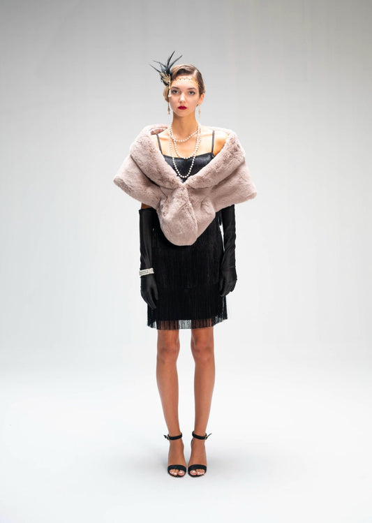 The Gatsby fur shawl in grey - ROXO