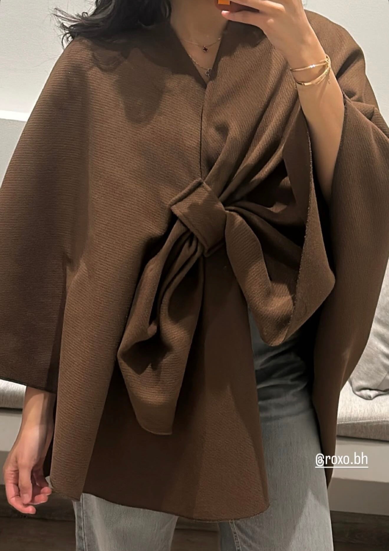 Wrap poncho cape - Chocolate brown - ROXO