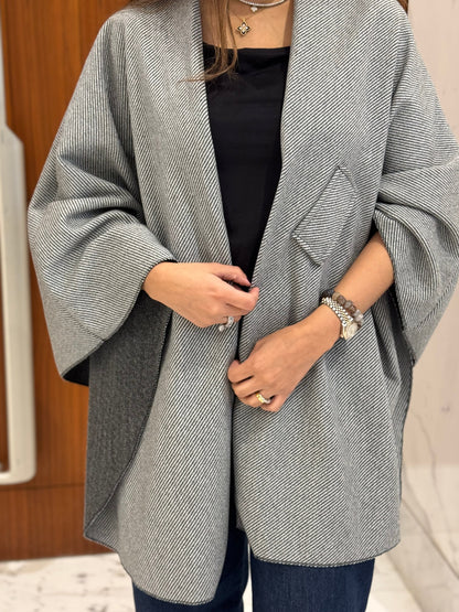 Wrap poncho cape - Gray - ROXO