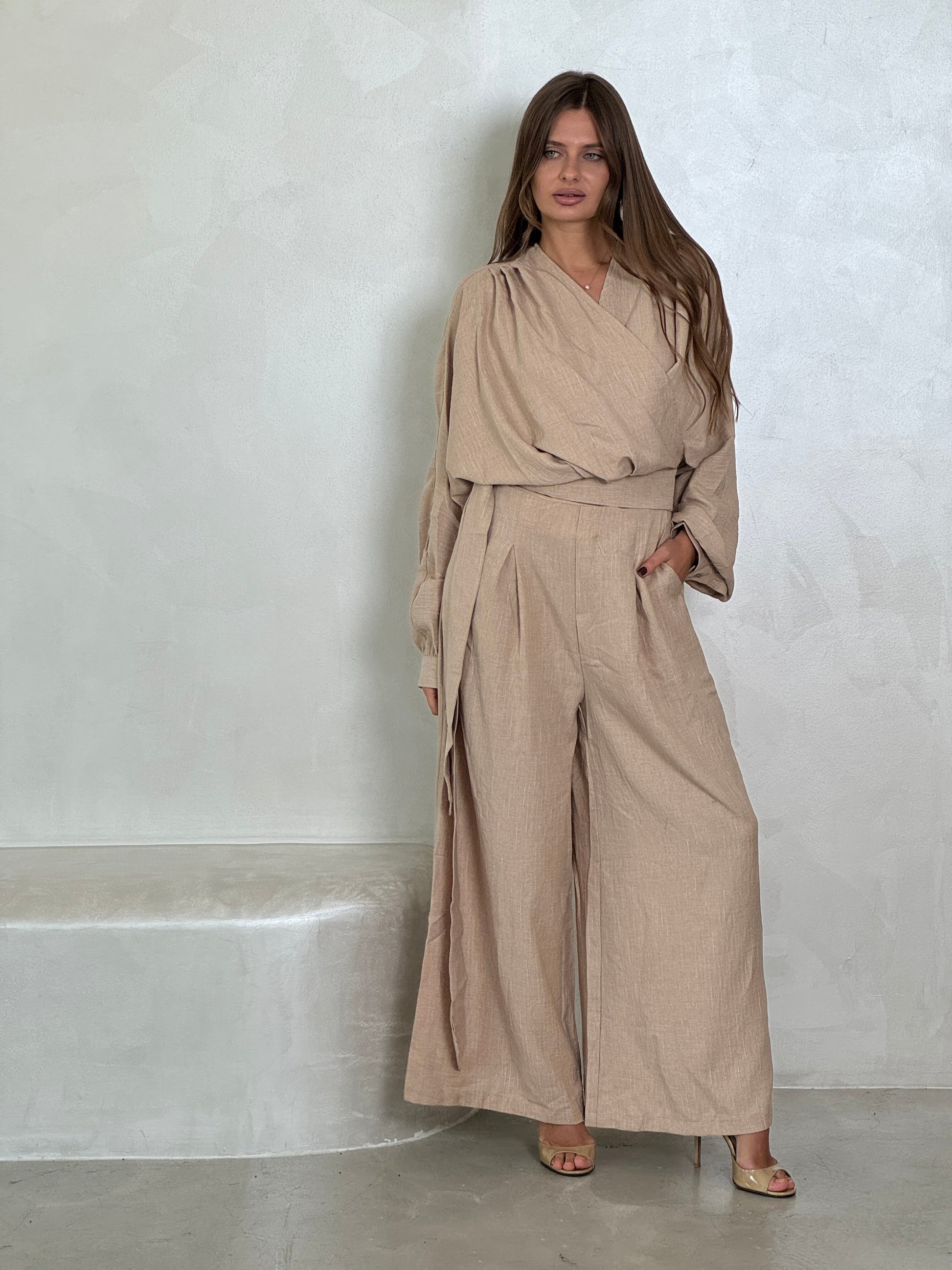 Wrap Top Taupe set - ROXO