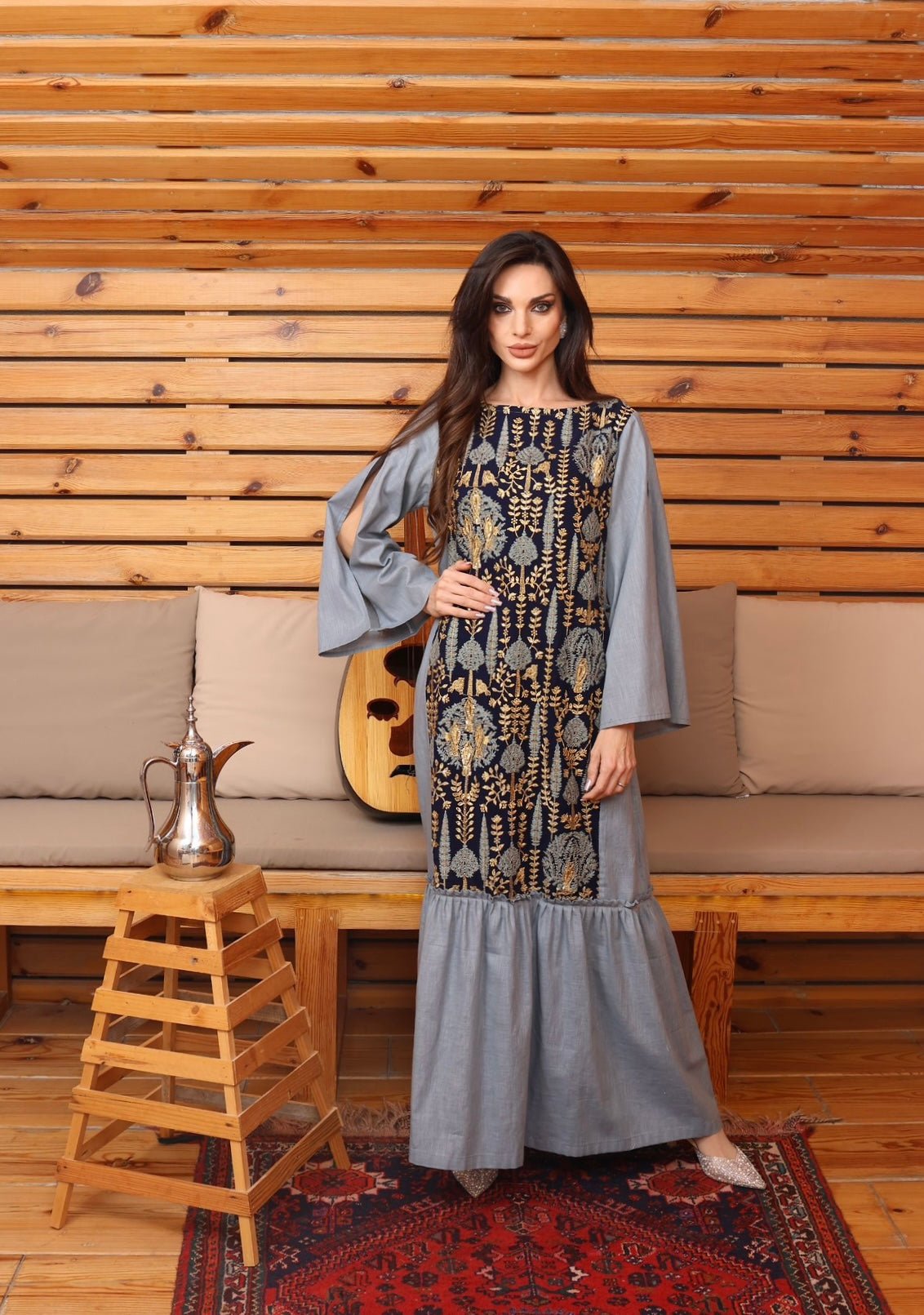 Dazzle jalabiya in dusty blue - Roxo