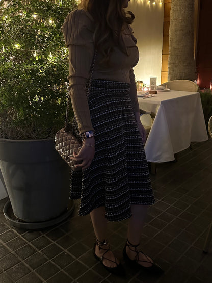 Textured knit midi skirt