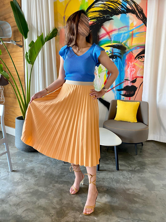 Peachy Pleated Skirt - Roxobh